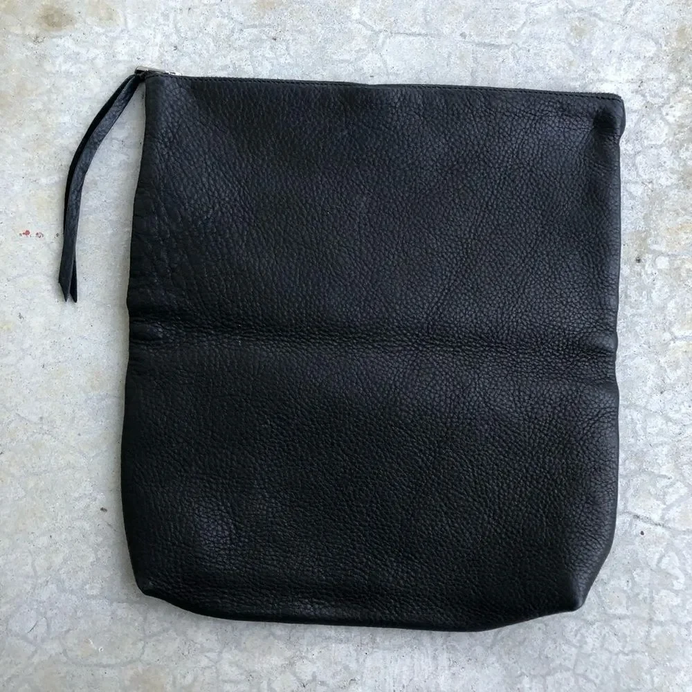Alex and Ani Gabriel black leather foldover clutch bag embossed geometric print